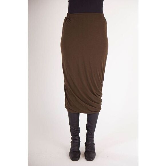 Matthildur Iceland Boho Dark Brown Pima Cotton Twisty Pull On Anna Skirt Small - Picture 2 of 7